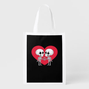 Valentines Day Funny Skeleton Hand Heart Playful  Grocery Bag