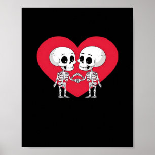 Valentines Day Funny Skeleton Hand Heart Playful  Poster