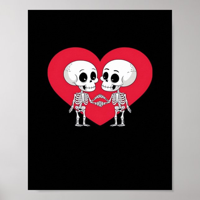 Valentines Day Funny Skeleton Hand Heart Playful  Poster (Front)