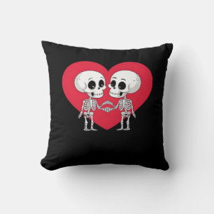 Valentines Day Funny Skeleton Hand Heart Playful  Throw Pillow