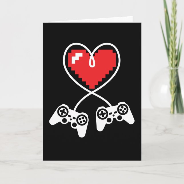 Valentines Day Funny Video Gamer Gaming Men Women Card (Front)