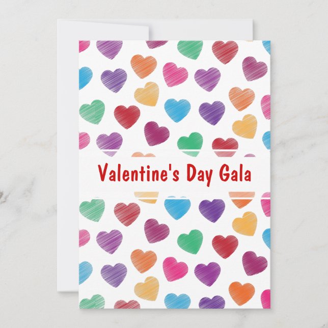 Valentine's Day Gala Ball or Dance Party Hearts Invitation (Front)