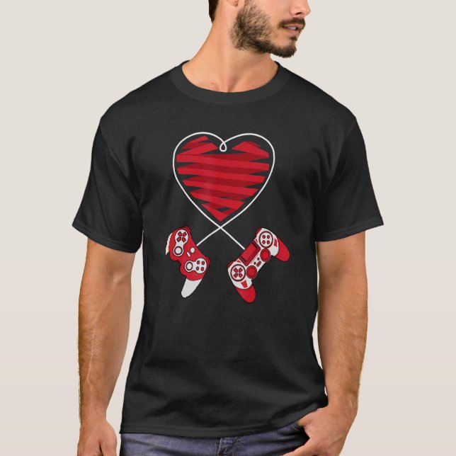 Valentines Day Gamer Controller Kids Boys Valentin T-Shirt (Front)