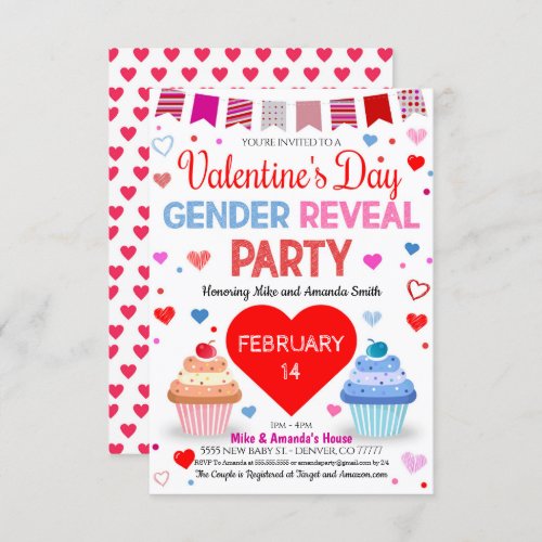 Valentines Day Gender Reveal Party Invitation