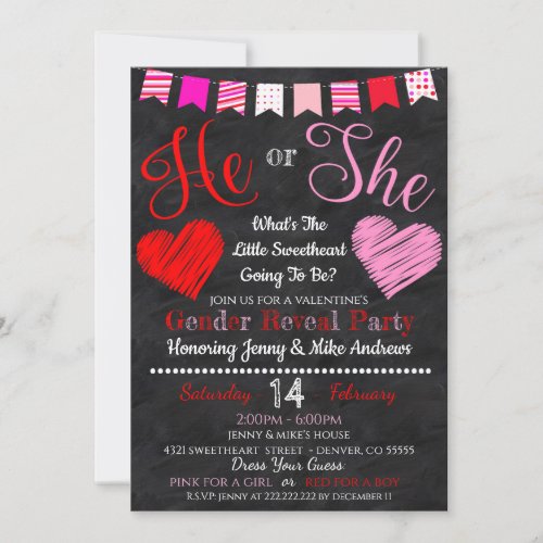 Valentines Day Gender Reveal Party Invitation