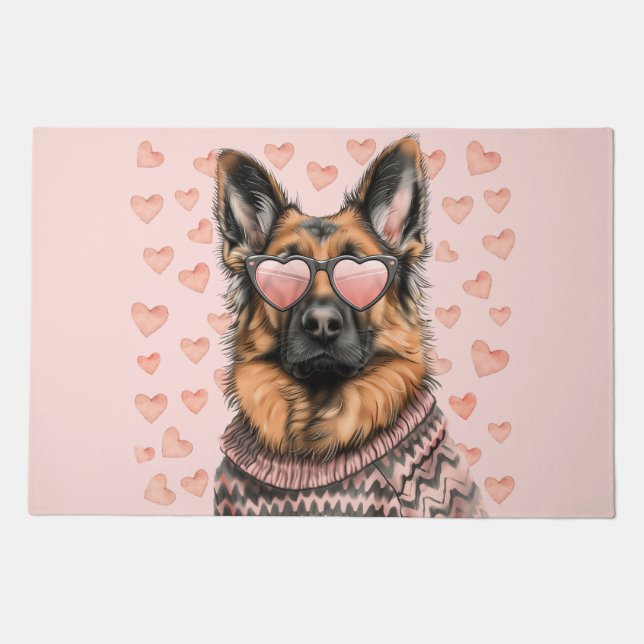Valentines Day German Shepherd Dog Doormat (Front)
