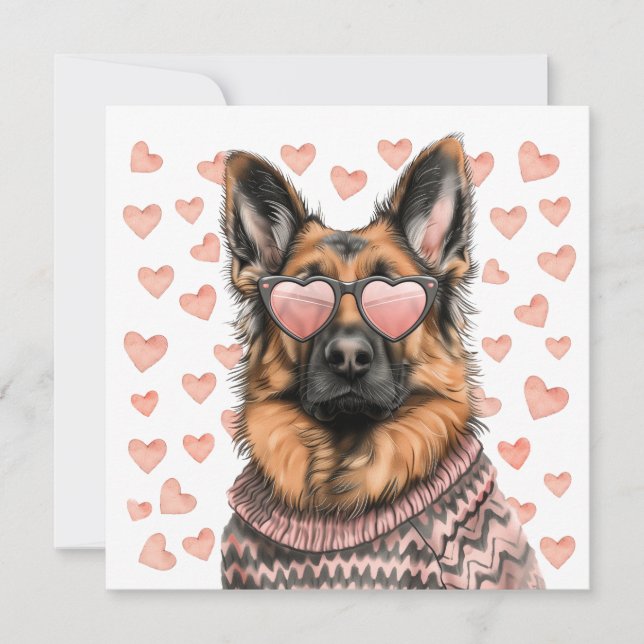 Valentines Day German Shepherd Dog Holiday Card (Front)