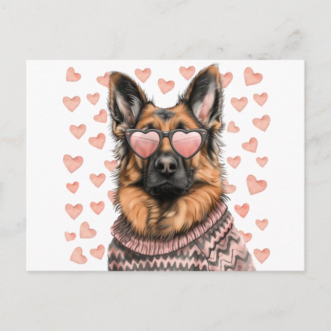 Valentines Day German Shepherd Dog Postcard (Front)