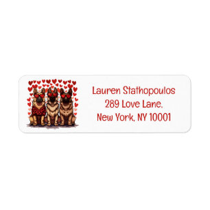 Valentines Day German Shepherd Dogs Label