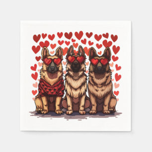 Valentines Day German Shepherd Dogs Napkins