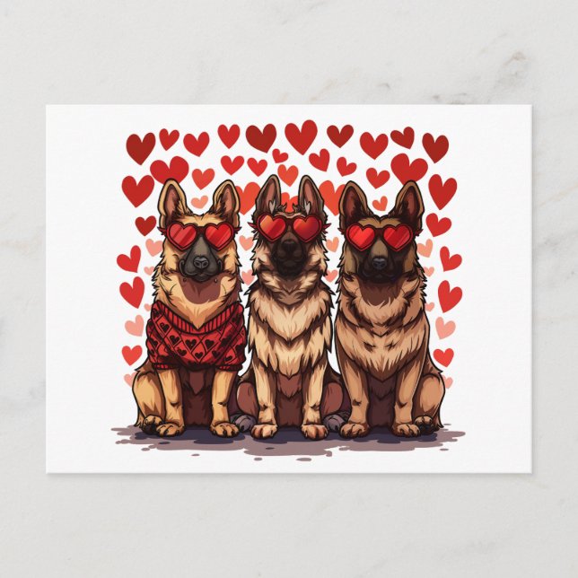 Valentines Day German Shepherd Dogs Postcard (Front)