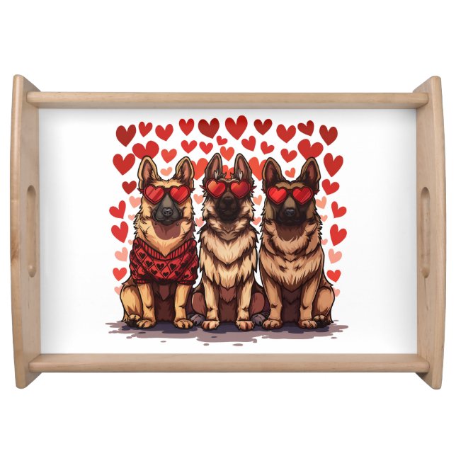 Valentines Day German Shepherd Dogs Serving Tray (Front)
