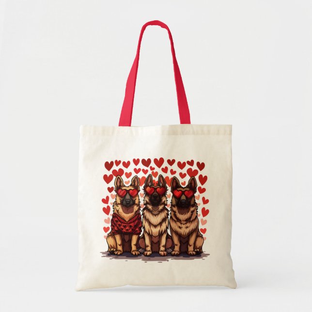 Valentines Day German Shepherd Dogs Tote Bag (Front)