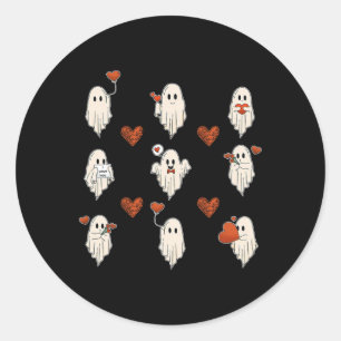 Valentine's Day Ghosts With Hearts Valentine Classic Round Sticker