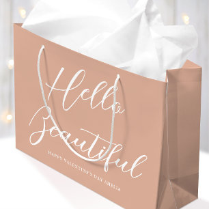 Valentine's Day Gift Bag Elegant Script Pink Sand