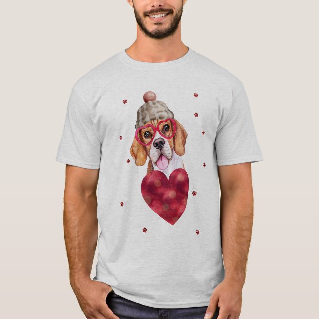Valentine's Day Gift Beagle Dog T-Shirt (Front)