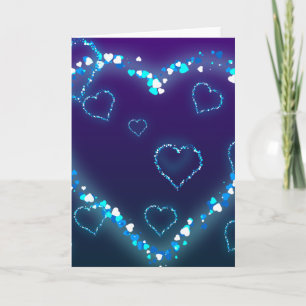 Valentine's Day Gift Blue Bling Heart Love Present Holiday Card