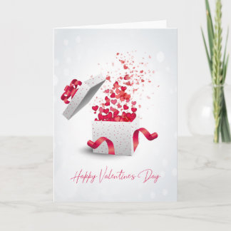 Valentine's Day - Gift Box of Hearts - Personalize Holiday Card