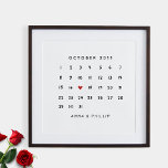 Valentine's Day Gift, Calendar Poster<br><div class="desc">Celebrate life’s most meaningful moments with this customizable calendar poster! Perfect for Valentine’s Day, anniversaries, birthdays, or any special occasion, this unique design lets you personalize the month and year, and mark your unforgettable date with a heart. Whether it’s the day you met, your wedding anniversary, or a cherished milestone,...</div>