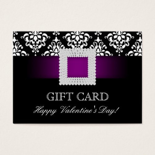 Valentine's Day Gift Card Purple Jewel Damask Business Card Templates