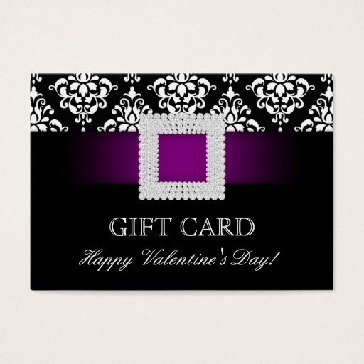Customizable Valentine's Day Gift Card Purple Jewel Damask Business Card Templates