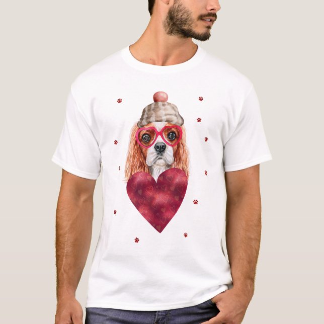 Valentine's Day Gift Cavalier King Spaniel Dog T-Shirt (Front)