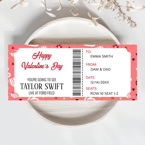 Valentines Day Gift Certificate Concert Tickets Invitation