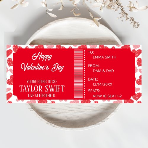 Valentines Day Gift Certificate Concert Tickets Invitation