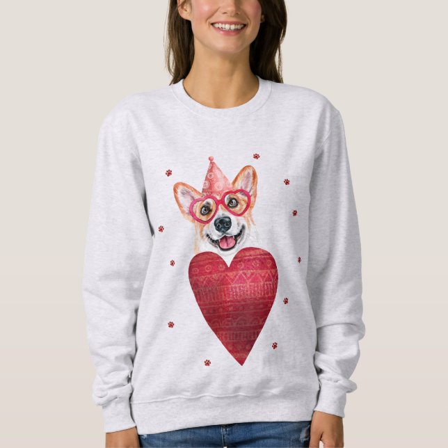 Valentine's Day Gift Corgi Dog Sweatshirt (Front)