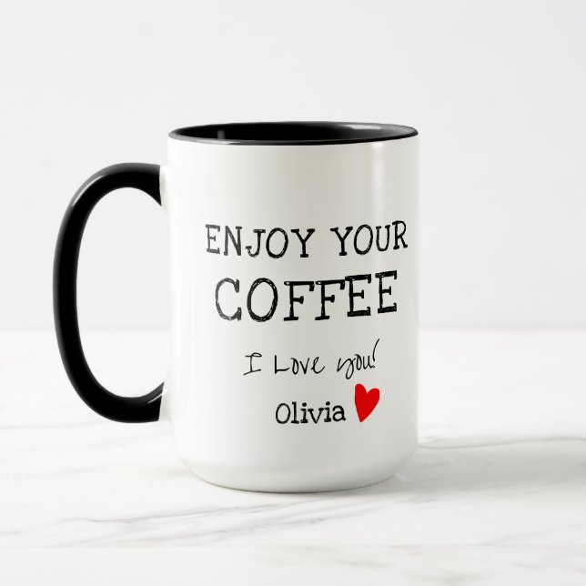 Valentines Day Gift for Husband Boyfriend Coffee Mug (Left)