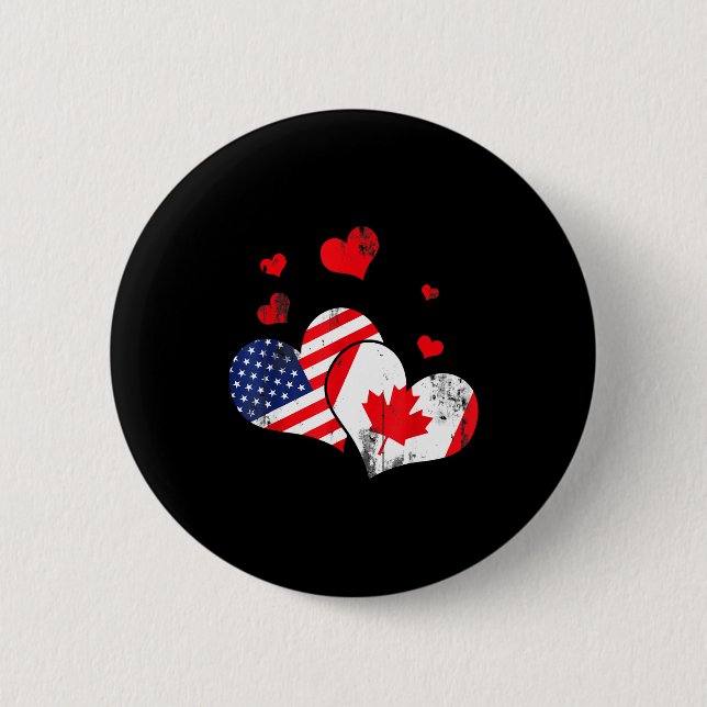 Valentine's Day Gift Maple Leaf Canada  Button (Front)