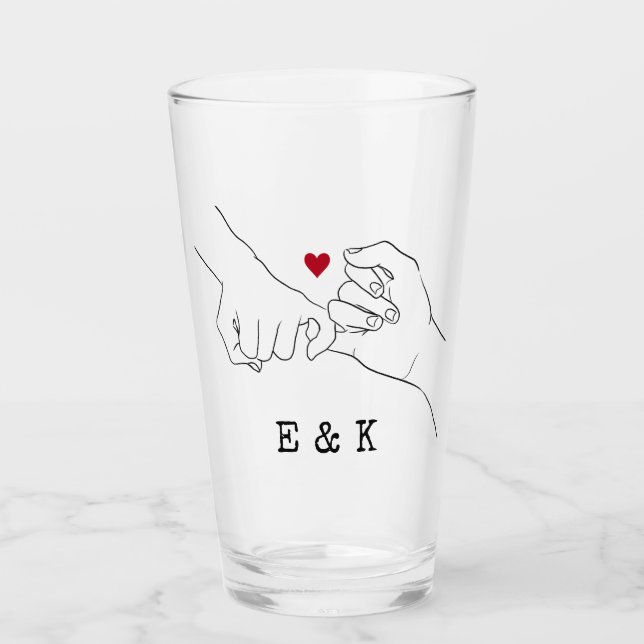 Valentine's Day Gift Pinky Promise Couple Gift Glass (Front)