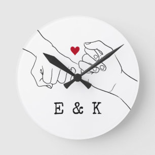 Valentine's Day Gift Pinky Promise Couple Gift Round Clock