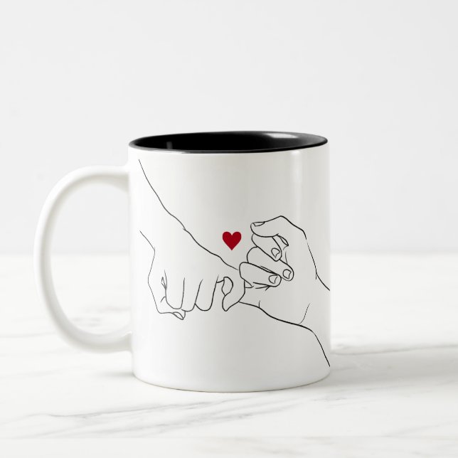 Valentine's Day Gift Pinky Promise Couple Gift Two-Tone Coffee Mug (Left)