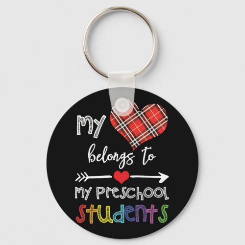 Valentines Day Gift Preschool Teacher Plaid Hear Keychain