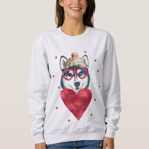 Valentine's Day Gift Siberian Husky Dog Sweatshirt