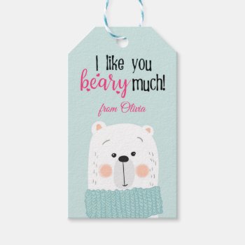 Valentine's Day Gift Tag I Like You Beary Much by Pixabelle at Zazzle