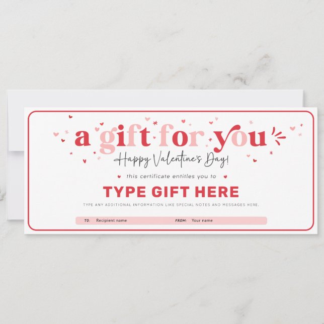 Valentine's Day Gift Voucher Certificate Template (Front)