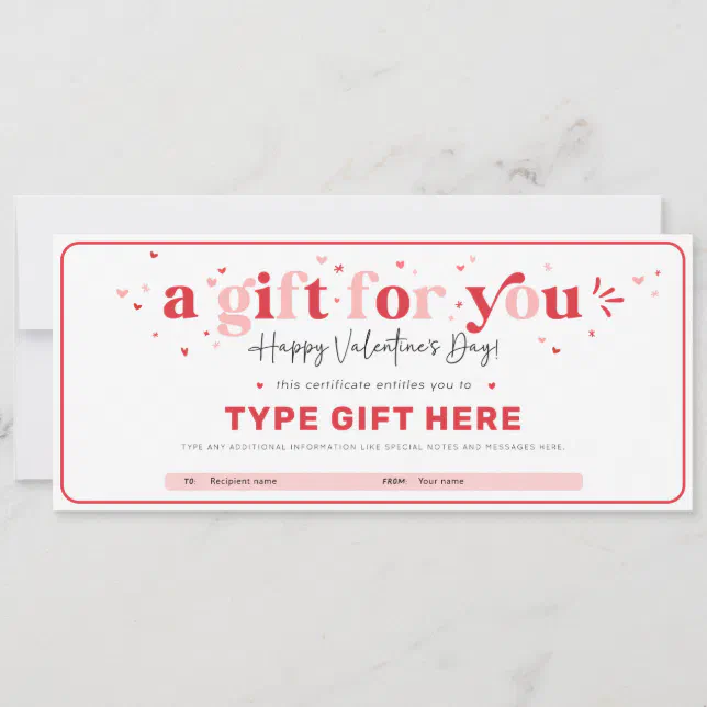 Valentine's Day Gift Voucher Certificate Template | Zazzle