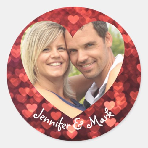 valentines day gifts Photo heart red  Classic Round Sticker