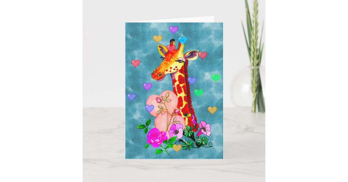 Valentine's Day Giraffe Holiday Card | Zazzle