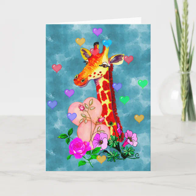 Valentine's Day Giraffe Holiday Card | Zazzle
