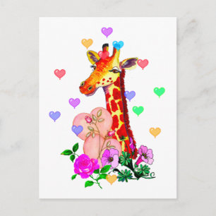 Valentine's Day Giraffe Holiday Postcard