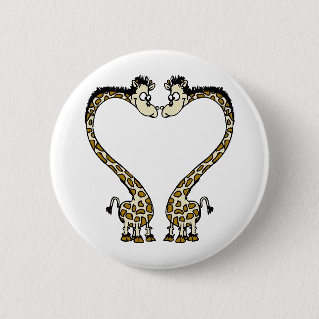 Valentine's Day Giraffee Heart Pinback Button (Front)