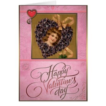 Valentine's Day - Girl And Purple Heart. by VintageStyleStudio at Zazzle