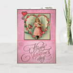 Valentine&#39;s Day - Girl With A Kitten. Holiday Card at Zazzle