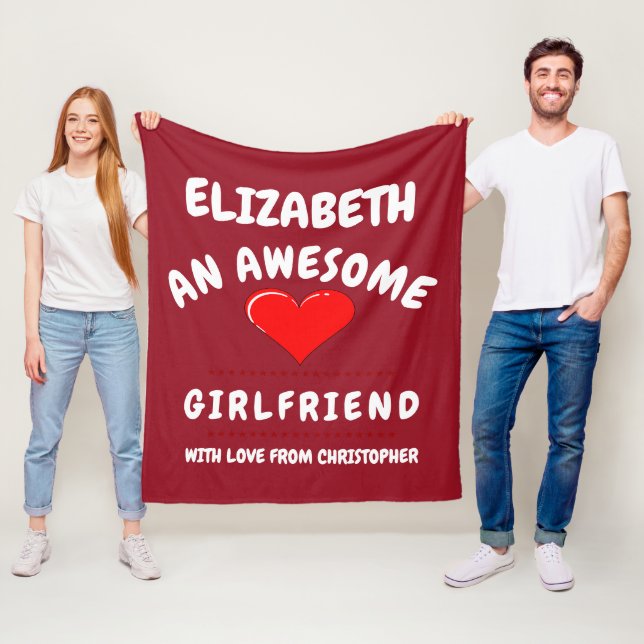 Valentines Day Girlfriend Romantic Love Heart Red Fleece Blanket (In Situ)