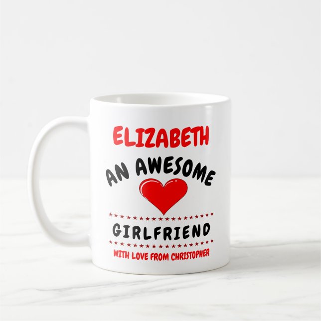 Valentines Day Girlfriend Romantic Red Love Heart Coffee Mug (Left)