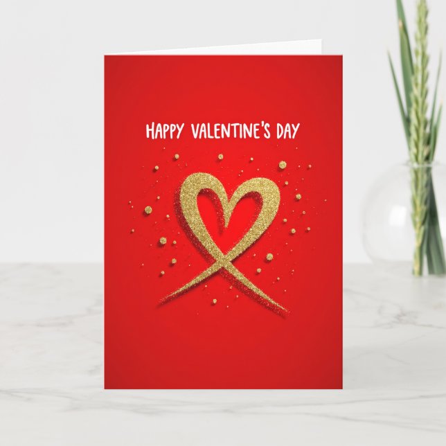 Valentines Day Glitter Heart Card (Front)