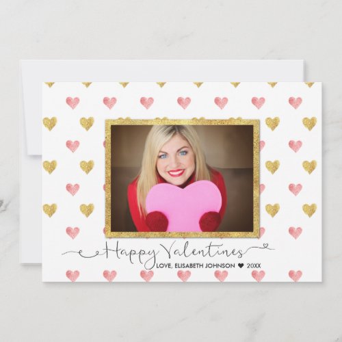 Valentines Day Glitter Heart Script _ Photo Card